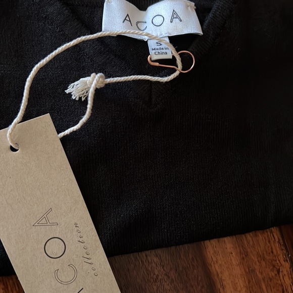 NWT ACOA Collection Black Sweater Camisole Bodysuit Spaghetti Straps Small - Picture 13 of 14